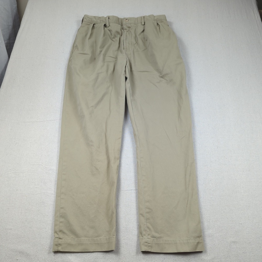 Polo Ralph Lauren Pants Mens 35x32 Khaki Ethan Pleated Preppy Office‎